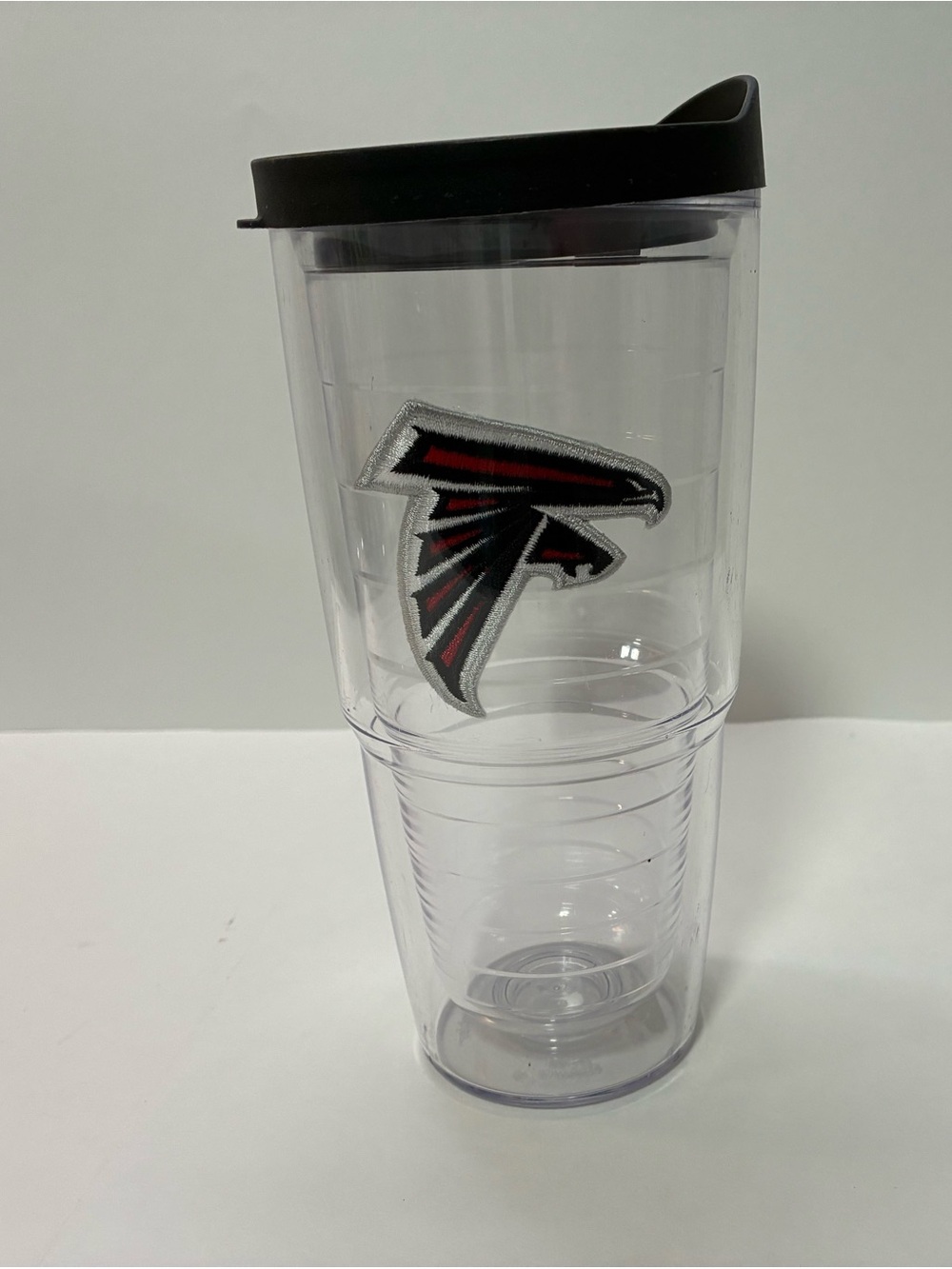 tervis Clear Travel Tumbler with Black Lid and Red-Black -atlanta falcons